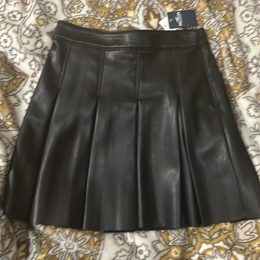 Leather black mini skirt- brand new with tags